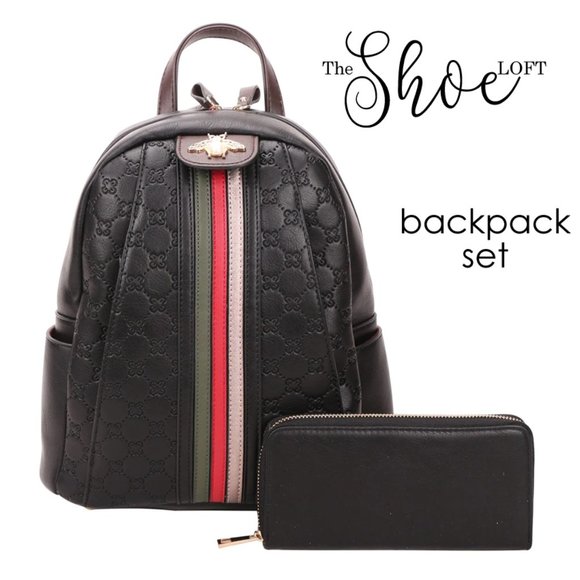 Quilted Bee Striped Backpack and Wallet Set - Picture 4 of 12